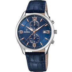 Festina Ανδρικό Ρολόι Χρονογράφος με Μπλε Δερμάτινο Λουράκι F6855/6