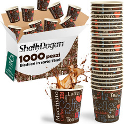 Shally Dogan 1000 Μονής Χρήσης Ποτηράκια Καφέ με Διακόσμηση Espresso 75ml Χρήσης και Απόρριψης 02001580