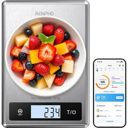 Renpho Έξυπνη Ζυγαριά Κουζίνας Calibra 1 Smart Nutrition Scale Stainless Steel with Nutritional Calculator, 1g Accuracy, Health App, Tare, 3g-5kg - Ασ