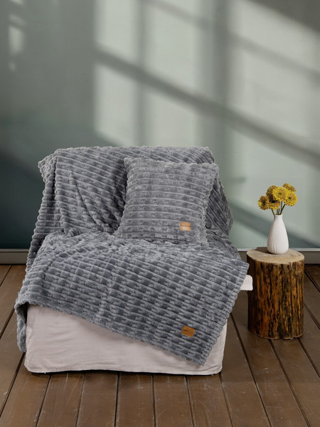 Κουβέρτα Fleece Καναπέ Savara Dark Gray Nima 130x170 cm