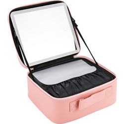 JOCCA MAKEUP BRIEFCASE WITH RECHARGEABLE LED MIRROR PINK