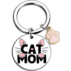 Μπρελόκ Γάτα Cat Mom Διάμ.3cm