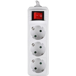LAMTECH POWER STRIP WITH SWITCH 3 OUTLETS WHITE 3M