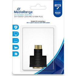 MediaRange DVI to HDMI adapter, gold-plated, DVI-I socket (24+5 Pin)/HDMI plug, black (MRCS171)