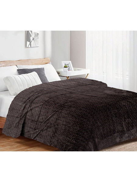 Κουβέρτα Υπέρδιπλη 220x240 Coral Fleece Jacquard Brick 08 Grey-Black Dimcol