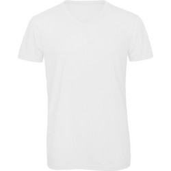 V Neck T-Shirt Triblend B & C V TM057 White