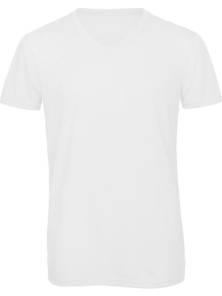 V Neck T-Shirt Triblend B & C V TM057 White