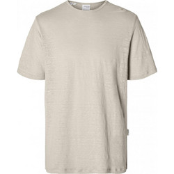 t-shirt λινό SELECTED Tee Εκρού
