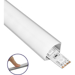 GLOBOSTAR(R) ALP-CORNER LINEO 70815-1M Επιφανειακό Γωνιακό Προφίλ Αλουμινίου με Λευκό Γαλακτερό Πατητό Κάλυμμα για Ταινίες LED IP20 - Ασημί & Λευκό - Μ100 x Π1.6 x Υ1.6cm