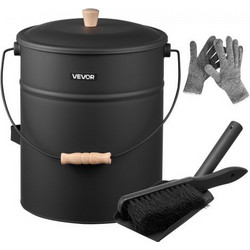 VEVOR Κουβάς Τζακιού με Καπάκι VEVOR, 4 Πρ. 15L, O10 x 12 ίντσες, Μαύρος BLHT4JTDGYXTVHE1A001V0