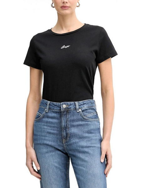 BOSS CASUAL T-SHIRT C_ELOVE_EMBRO LOGO ΜΑΥΡΟ