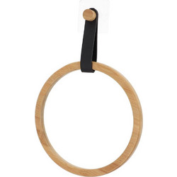 Κρίκος bamboo με δερμ.λουρί μαύρο/sticker Φ21 Η30cm