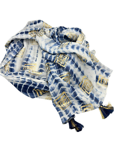 Nomad Sari On the Med Collection - Pario - Blue Tie Dye & Blockprint