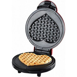 Mini Βαφλιέρα 350W με Αντικολλητικές Πλάκες Ψησίματος σε Σχήμα Καρδιάς Κόκκινη-Mini Waffle Maker