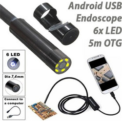USB Android Ενδοσκοπική Αδιάβροχη Κάμερα Μικροσκόπιο 6x LED για Κινητά Τηλέφωνα OTG 5m
