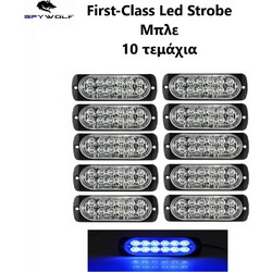 First-Class LED Strobe Φαναράκι Όγκου Μπλε 12LED 12/24V 6000lm 10 τεμάχια TC-346