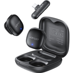 Σετ 2 Μικρόφωνα Πέτου Lavalier Acefast R1 HD AI Μείωση Θορύβου Ακτίνα 50m και Μπαταρία 48hr με USB-C Transmitter και Θήκη Φόρτισης Μαύρο