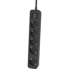 Πολύπριζο Philips - 5x Schuko - Με Διακόπτη On/Off - Παιδική Προστασία - Καλώδιο 1.5m - Μαύρο 1150102-0028