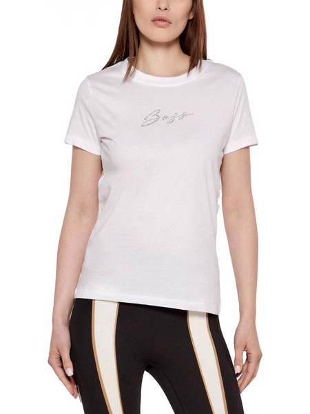 BOSS CASUAL T-SHIRT C_ESOGO_2_MA_CRYSTAL LOGO ΣΤΡΑΣ ΕΚΡΟΥ