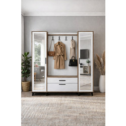 Stewe Home Παπουτσοθήκη Γκρι με Καθρέπτη 161x41x185cm