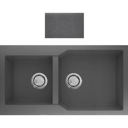 Crown Quadra Q-98 Ένθετος Νεροχύτης Γρανίτη Αντιστρεφόμενος Titanium 98x50cm