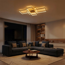 QUADRA KLV-101-0298 Φωτιστικό Οροφής LED 120W 12000lm 120 AC 220-240V IP20 Ρυθμιζόμενο Λευκό CCT με Χειριστήριο από 2700K έως 6000K Dimmable - Lumileds SMD Chip - Σαμπανιζέ Χρυσό Ματ - Μ105 x Π60 x Υ9