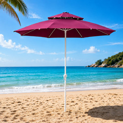 Ομπρέλα Παραλίας 2 Μέτρα Summer Time με UV Προστασία & Αντιανεμικό Σχεδιασμό Μπορντό - For Home