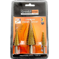 Uruisi Star Σετ Κωνικές Μύτες Τρυπανιού - Step Drill Bits Set 3pcs HSS 035080