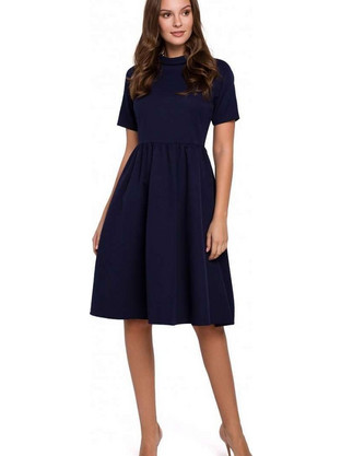 Makover Midi Καθημερινό Φόρεμα Navy Μπλε K028