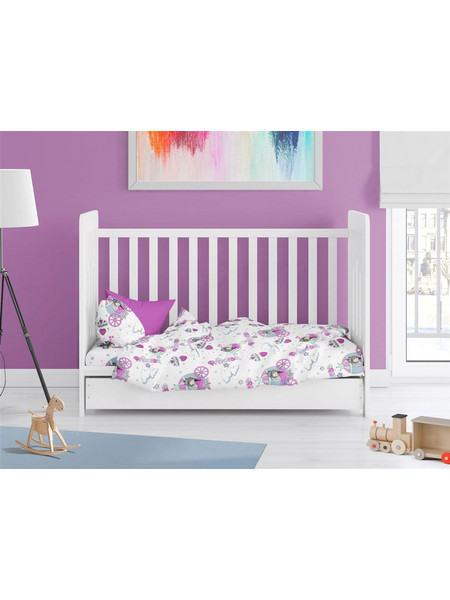 Παπλωματοθήκη Εμπριμέ bebe Princess 389 120X160 White-Lila 70/30 Cott/Pol Dimcol