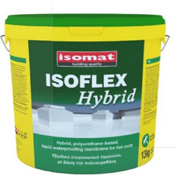 Isomat Isoflex Hybrid Ελαστομερές Επαλειφόμενο Υβριδικό Στεγανωτικό Ταράτσας Λευκό 13kg