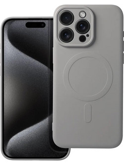 Silicone Mag Case Θήκη με Υποστήριξη MagSafe iPhone 15 Pro Max Grey Titanium