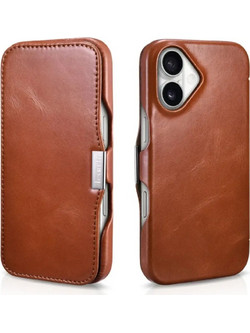 iCarer Vintage Leather Wallet MagSafe Θήκη Book Brown (iPhone 16)