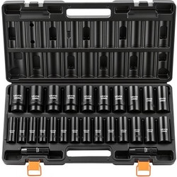 Σετ καρυδάκια VEVOR, 1/2" Drive, 26 τεμαχίων, 6-γωνιακά καρυδάκια, Μετρικά 10-30 mm, 32-36 mm, Εύκολη αναγνώριση, με ανθεκτική θήκη αποθήκευσης, Κατασκευή από κράμα χάλυβα Cr-V, για επισκευή οχημάτων