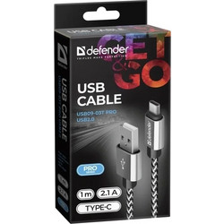 Defender Braided USB-A to USB-C 1m Silver 87815