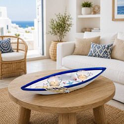 Κηροπήγιο Ξύλινα για Ρεσώ Seaside Boat Candle Holder 43x5x12cm Galifas - Galifas