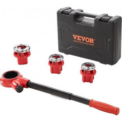 VEVOR Ratchet Pipe Threader Kit, 1/2" NPT, 3/4" NPT, 1" NPT Manual Ratcheting Pipe Threader, φορητό σετ εργαλείων σπειρώματος σωλήνων με μήτρες 3 τμχ NPT, θήκη αποθήκευσης για γαλβανισμένους σωλήνες α