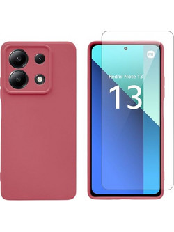 Redshield Xiaomi Redmi Note 13 5G Silicone Case & Glass Red Σετ - Θήκη Κινητου & Προστατευτικό Οθόνης