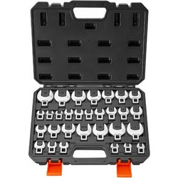 Σετ Κλειδιών Crowfoot VEVOR, 3/8" Drive, 30 Τεμαχίων Μετρικά και SAE Μεγέθη Κλειδιών Crowfoot, Από Χάλυβα Κράματος Cr-Mo, με Θήκη Αποθήκευσης, Διπλή Σήμανση Μεγεθών στα Εργαλεία και τη Θήκη, για Συντή