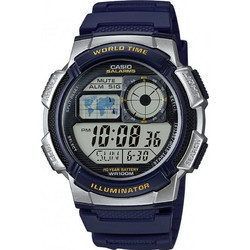 Casio Ψηφιακό Ανδρικό Ρολόι Χρονογράφος με Μπλε Καουτσούκ Λουράκι AE-1000W-2AVEF