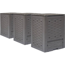 vidaXL Κομποστοποιητές 2 τεμ. Καφέ 60x60x83 εκ. Πλαστικό Ρατάν - 900 l