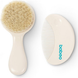 Baboo Baby Hair Brush and Comb Set Σετ για τα μαλλιά για παιδιά από τη γέννηση Beige 2 τμχ