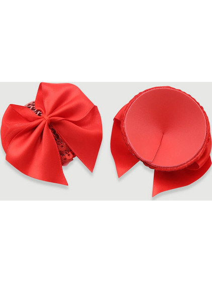 Αυτοκόλλητα Θηλών Με Σατινέ Φιόγκο Satin Bow Nipple Pasties - Κόκκινο