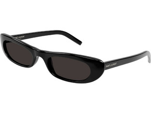 Saint Laurent SL557 001 Ανδρικά Γυαλιά Ηλίου Ορθογώνια Κοκάλινα Μαύρα με Μαύρο Φακό