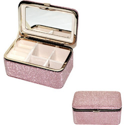 Μπιζουτιέρα Glam Glitter με Καθρέφτη 12x7.5x5.5cm ροζ