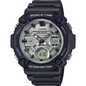 Casio Standard Ανδρικό Ρολόι Χρονογράφος με Μαύρο Καουτσούκ Λουράκι AEQ-120W-7A