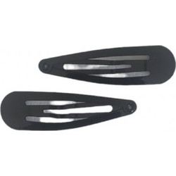 Ro Accessories Κλικ κλακ μαλλιών μαύρα γυαλιστερά 7cm σετ 2 τμχ 12-0101