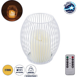 GloboStar(R) CANDLE 76490 Διακοσμητικό Realistic Κερί με LED Εφέ Κινούμενης Φλόγας - Μπαταρίας 2 x AA (Δεν Συμπεριλαμβάνονται) & Ασύρματο Χειριστήριο IR Θερμό Λευκό 2700K Dimmable Λευκό Φ14 x Υ16cm
