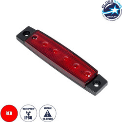 GLOBOSTAR(R) SIDEMARKER 79901 Φώτα Όγκου Οχημάτων LED 1.5W 75lm 120 DC 10-30V Αδιάβροχο IP66 Κόκκινο - 6 x SMD2835 Sanan Chip - Μ9.5 x Π2 x Υ1.1cm