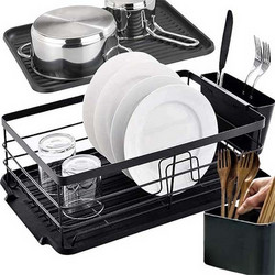 Ruhhy Στεγνωτήρας Νεροχύτη Dish Dryer with Drainer Loft, 44x31.5x13.5cm - Μαύρο